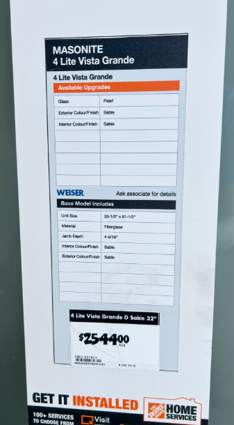 4 Lite Vista Grande Door
