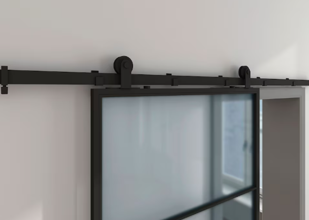 TRUporte Concorde 37-inch x 84-inch Black Barn Door Kit with Door and Rail