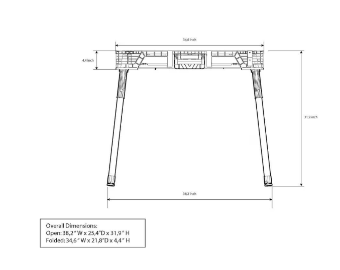 Husky 1.8 ft. x 3 ft. Portable Jobsite Workbench in Black