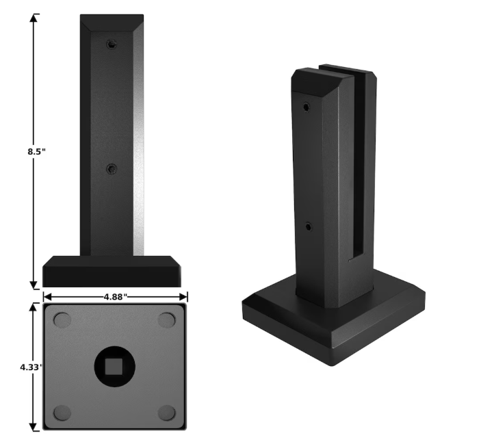 Peak MountainView Glass Deck Railing 8 1/2-inch H Spigot in Matte Black Stainless Steel