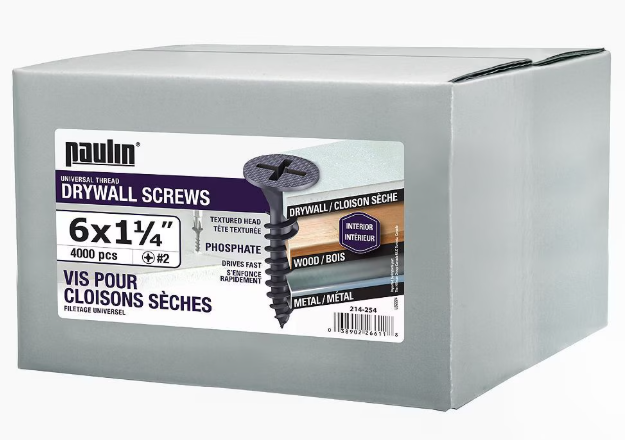 Paulin #6 x 1-1/4-inch Flat Head Phillips Drive Drywall Screws Universal Thread - 4000pcs