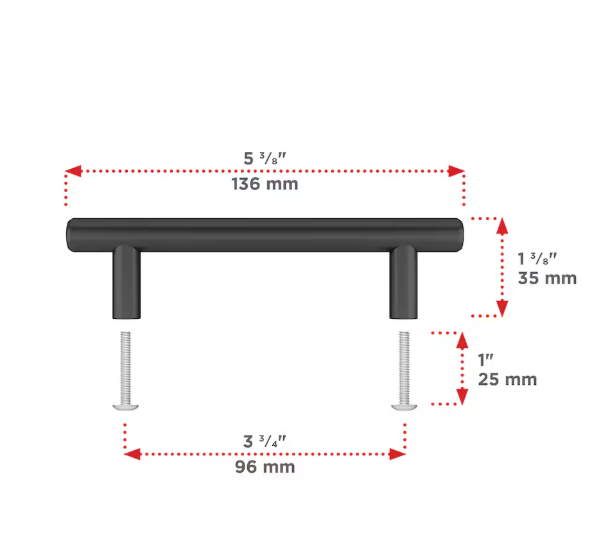 Roosevelt Collection 3 3/4-inch (96 mm) Matte Black Modern Cabinet Bar Pull