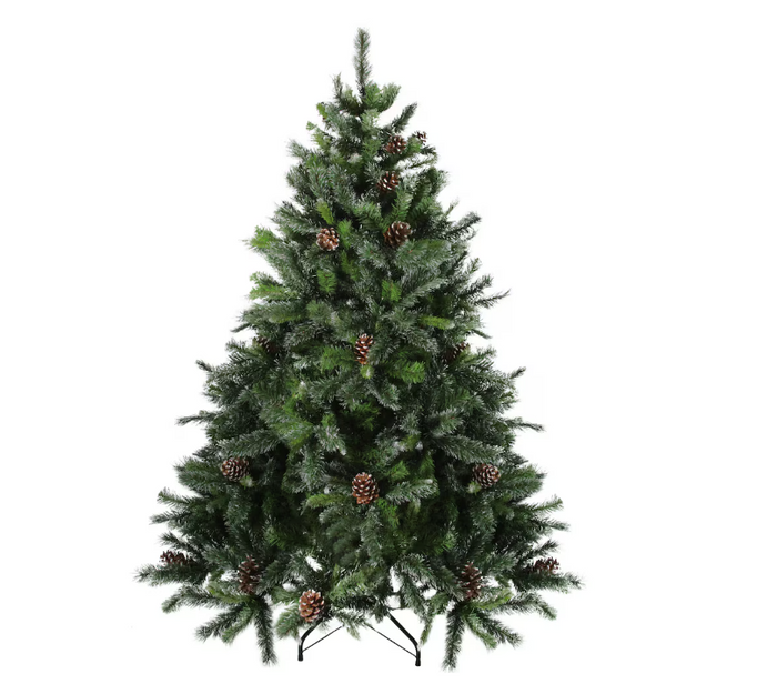 6.5' Full Snowy Delta Pine with Pine Cones Artificial Christmas Tree - Unlit
