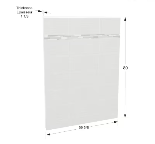 60 in. L x 80 in. H Single Back Shower Wall Panel in Origin Arctik Matte