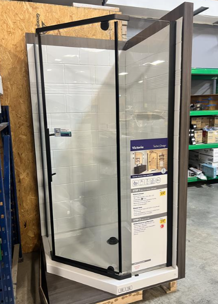 Technoform Victoria 76.38 x 38 x 38-in Acrylic Floor Glass Corner Shower Kit