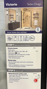 Technoform Victoria 76.38 x 38 x 38-in Acrylic Floor Glass Corner Shower Kit