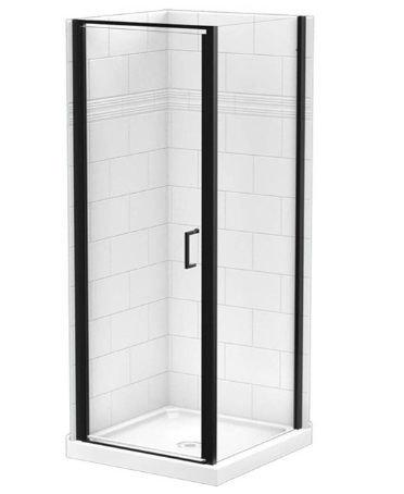 Technoform Pandora 32-in Shower Door with Clear Glass and Matte Black Frame