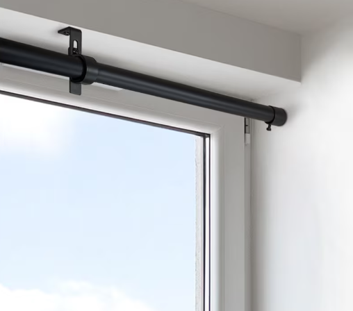 Home Decorators Collection 36-72-inch Telescoping 1-inch Dia. Condo Single Curtain Rod Black with Wall-end and Ceiling-Mount brackets