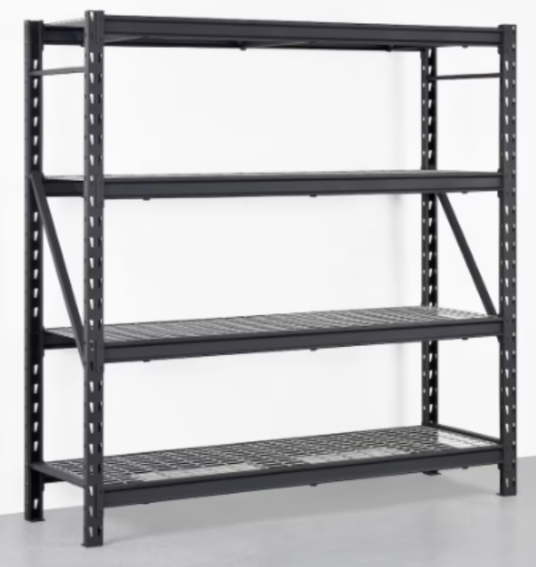 4-Shelf Heavy Duty Industrial Welded Steel Garage Storage Rack Shelving Unit in Black
