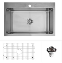 Karran 33 inch Top Mount Single Bowl Stainless Steel Kitchen Sink Kit
