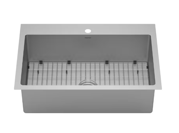Karran 33 inch Top Mount Single Bowl Stainless Steel Kitchen Sink Kit