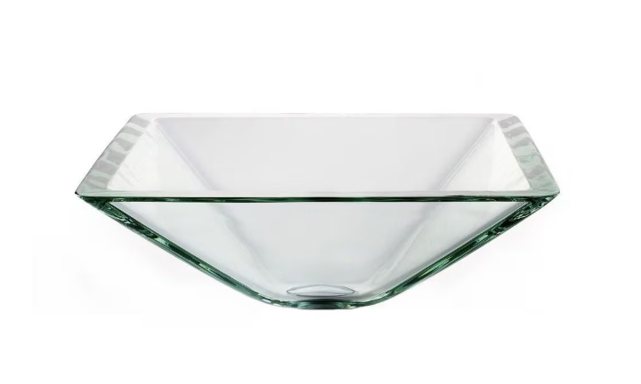 Kraus 16.5-inch x 5.5-inch x 16.5-inch Square Glass Bathroom Sink