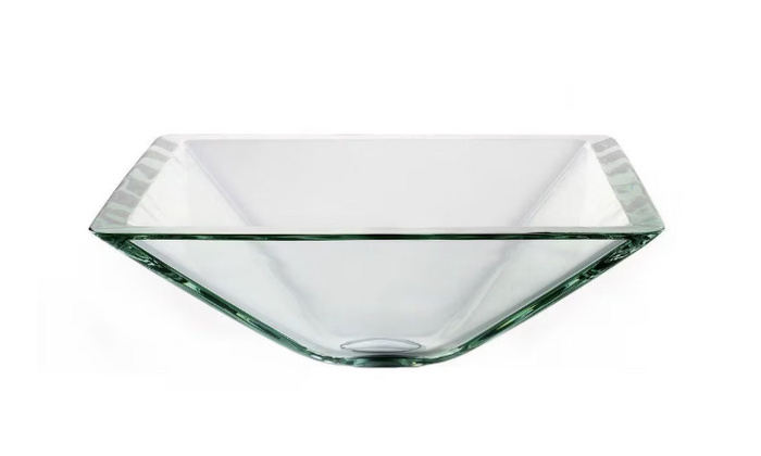 Kraus 16.5-inch x 5.5-inch x 16.5-inch Square Glass Bathroom Sink