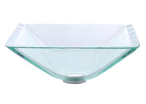 Kraus 16.5-inch x 5.5-inch x 16.5-inch Square Glass Bathroom Sink