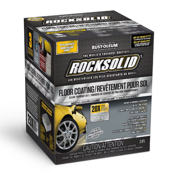 ROCKSOLID Concrete Floor Coating Clear Top Coat Kit Extreme High Gloss (covers up to 250 Sq. Ft.)