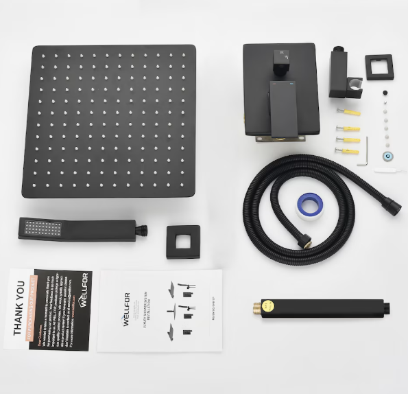 Fixed Ceiling Mounted Single-Handle 1-Spray Shower Faucet in in Matte Black