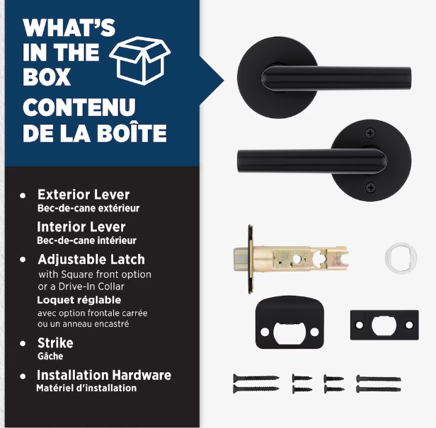 Weiser Milan Matte Black Hall/Closet Passage Interior Door Handle