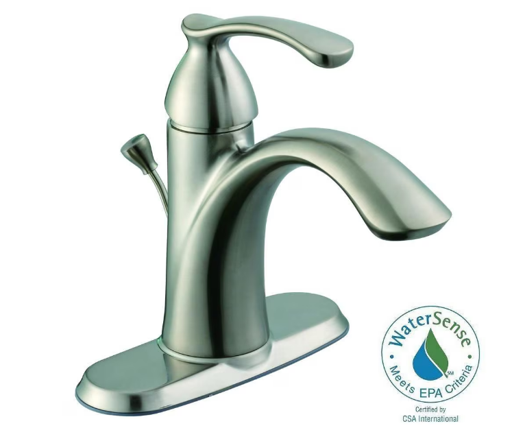Glacier Bay Edgewood Single Hole 1-Handle Mid Arc Bathroom Faucet in Brushed Nickel with Lever Handle