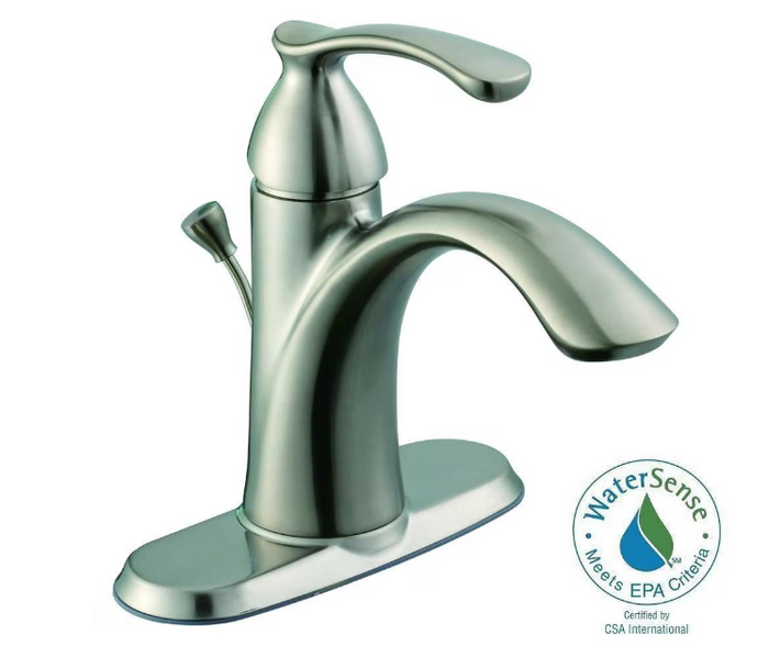 Glacier Bay Edgewood Single Hole 1-Handle Mid Arc Bathroom Faucet in Brushed Nickel with Lever Handle