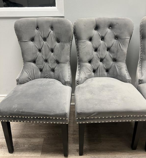 Light Grey Button- Tuffed Dining Chair