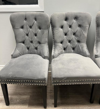 Light Grey Button- Tuffed Dining Chair