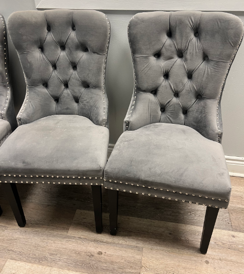 Light Grey Button- Tuffed Dining Chair