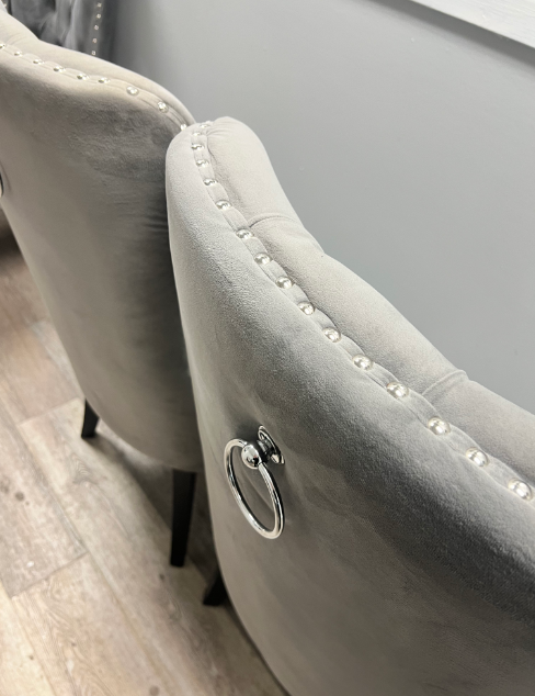 Light Grey Button- Tuffed Dining Chair