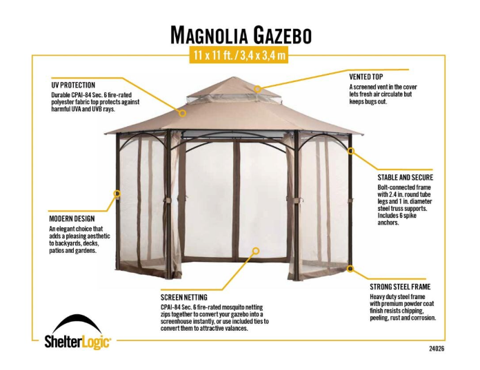 ShelterLogic Magnolia 11x11 Gazebo