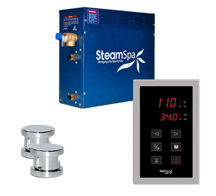Steamspa Oasis 12kw Touch Pad Steam Generator Package in Chrome