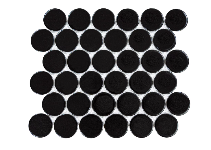 Retro Black Round 2" - - 10.23" x 11.81" Matte Porcelain Floor and Wall Tile
