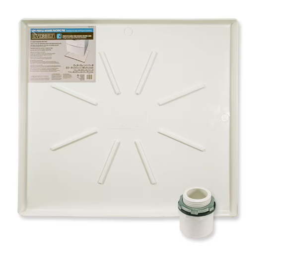 Everbilt 29 in. x 33 in. Low Profile Washing Machine Drain Pan in White