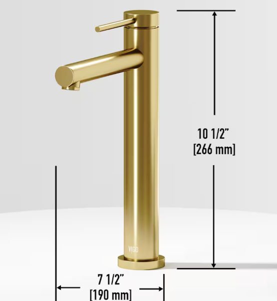 VIGO Jewel 11 in. Single Hole Single Handle Vessel Bathroom Faucet in Matte Brushed Gold