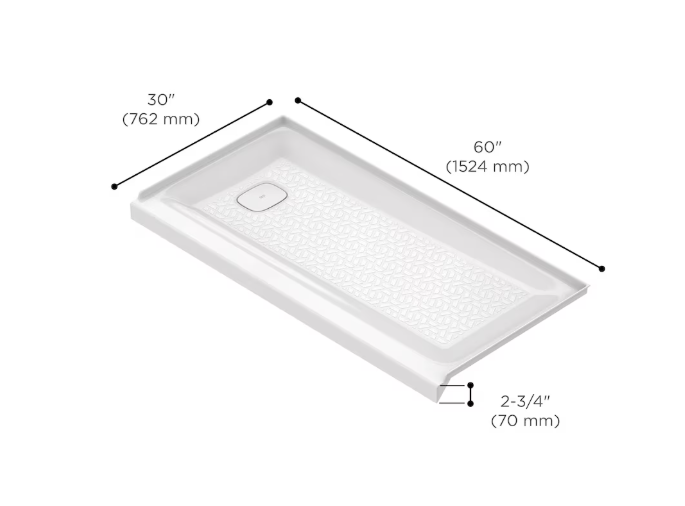American Standard Aspirations 60 x 30-Inch Single Threshold Shower Base With Left-Hand Drain in White