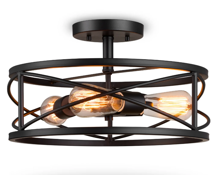 14.25 Inch Vintage Semi Flush Mount Ceiling Light Fixture