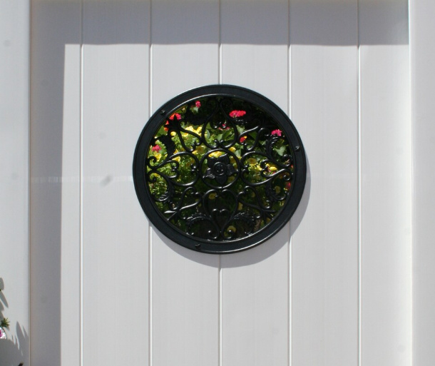 Nuvo Iron 15 in. Round Black Cast Aluminum Insert for Wooden Gate