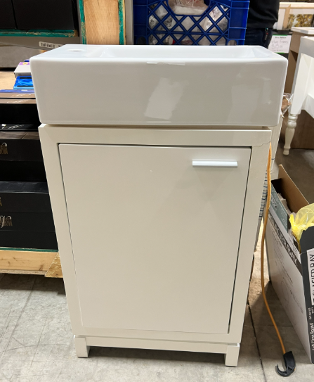 Bath Vanity in White with Fireclay Basin in White