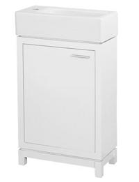 Bath Vanity in White with Fireclay Basin in White