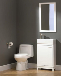 Bath Vanity in White with Fireclay Basin in White