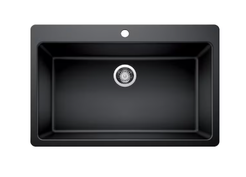 Glacier Bay Single Bowl Dualmount Kitchen Sink, Black