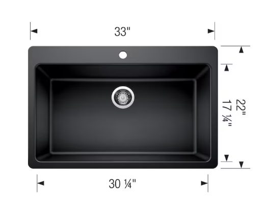 Glacier Bay Single Bowl Dualmount Kitchen Sink, Black