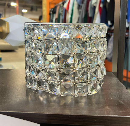 1-Light Clear Crystal Wall Sconce With A Chrome Frame