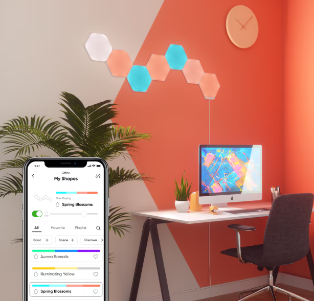 Nanoleaf Shapes - Hexagons Multicolor LED Wall Panels Smart Light (7-Pack)