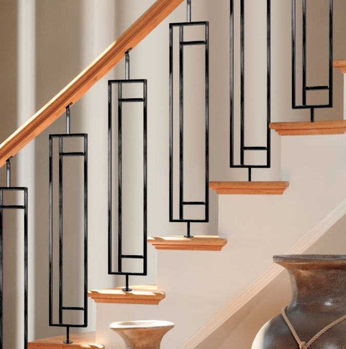Stair Baluster - Wrought Iron - Obu - 6" x 38 1/2"