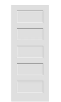 30" x 80" Primed 5-Panel Solid Wood Shaker Style Interior Slab Door MDF (Paint Grade)