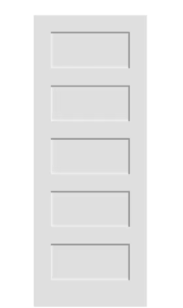 30" x 80" Primed 5-Panel Solid Wood Shaker Style Interior Slab Door MDF (Paint Grade)