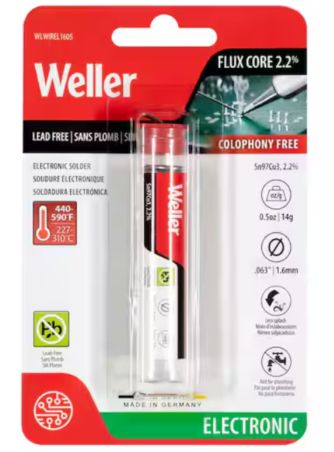 Weller Electrical Solder Wire 1.6mm/0.063 in. 14g/0.5 oz.