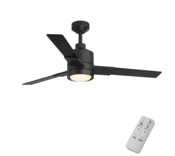 Indoor/Covered Outdoor Matte Black LED Ceiling Fan with Remote
