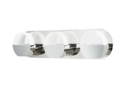 3-Light Bathroom Integrated LED Chrome Vanity Light Modern Round Clear Glass Shade