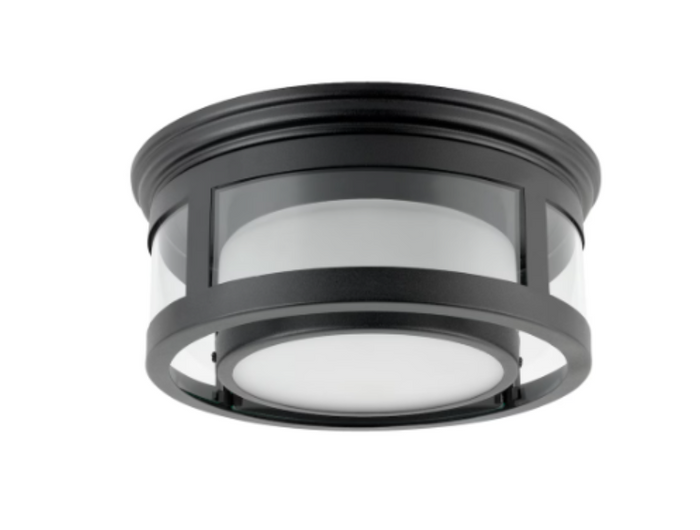 100W 1-Light Matte Black Outdoor Flushmount