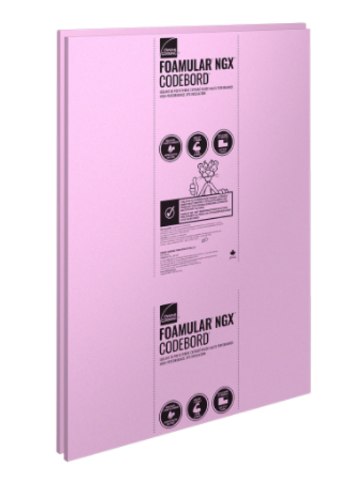 Owens Corning FOAMULAR NGX CodeBord XPS Rigid Foam Insulation Board; 1.5" x 48" x 96" R-7.5 SL Edge
